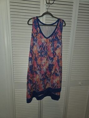 Colorful Abstract Print V-Neck Sleeveless Dress